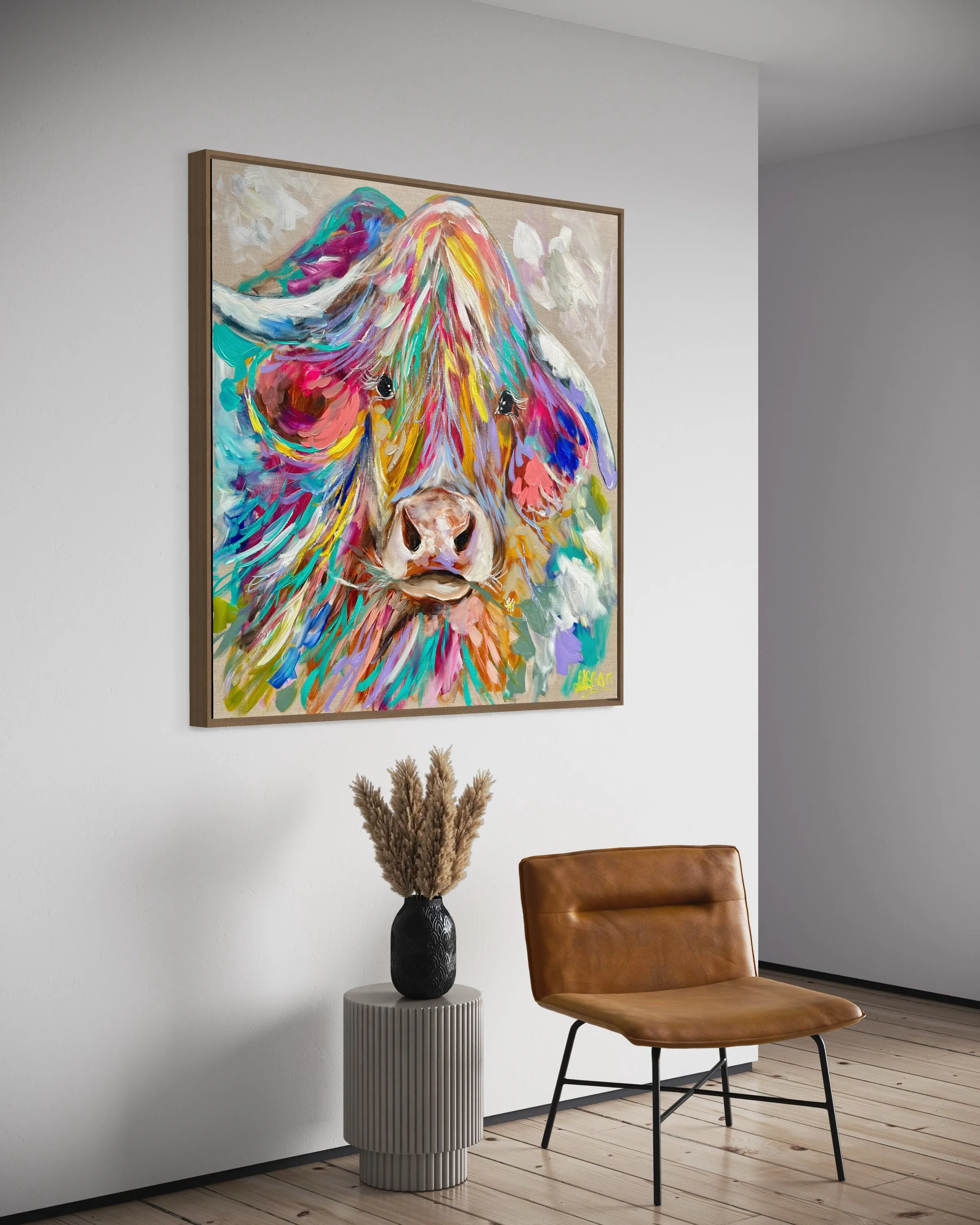 Hugo -original on belgian linen  - 90x90 Cm