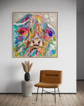 Hugo -original on belgian linen  - 90x90 Cm