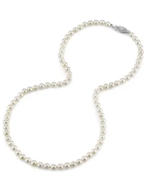 Japanese Akoya White Pearl Necklace, 5.0-5.5mm - AA  Quality