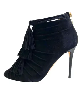 Jimmy Choo Open Toe Suede Tassel Booties. Size 36