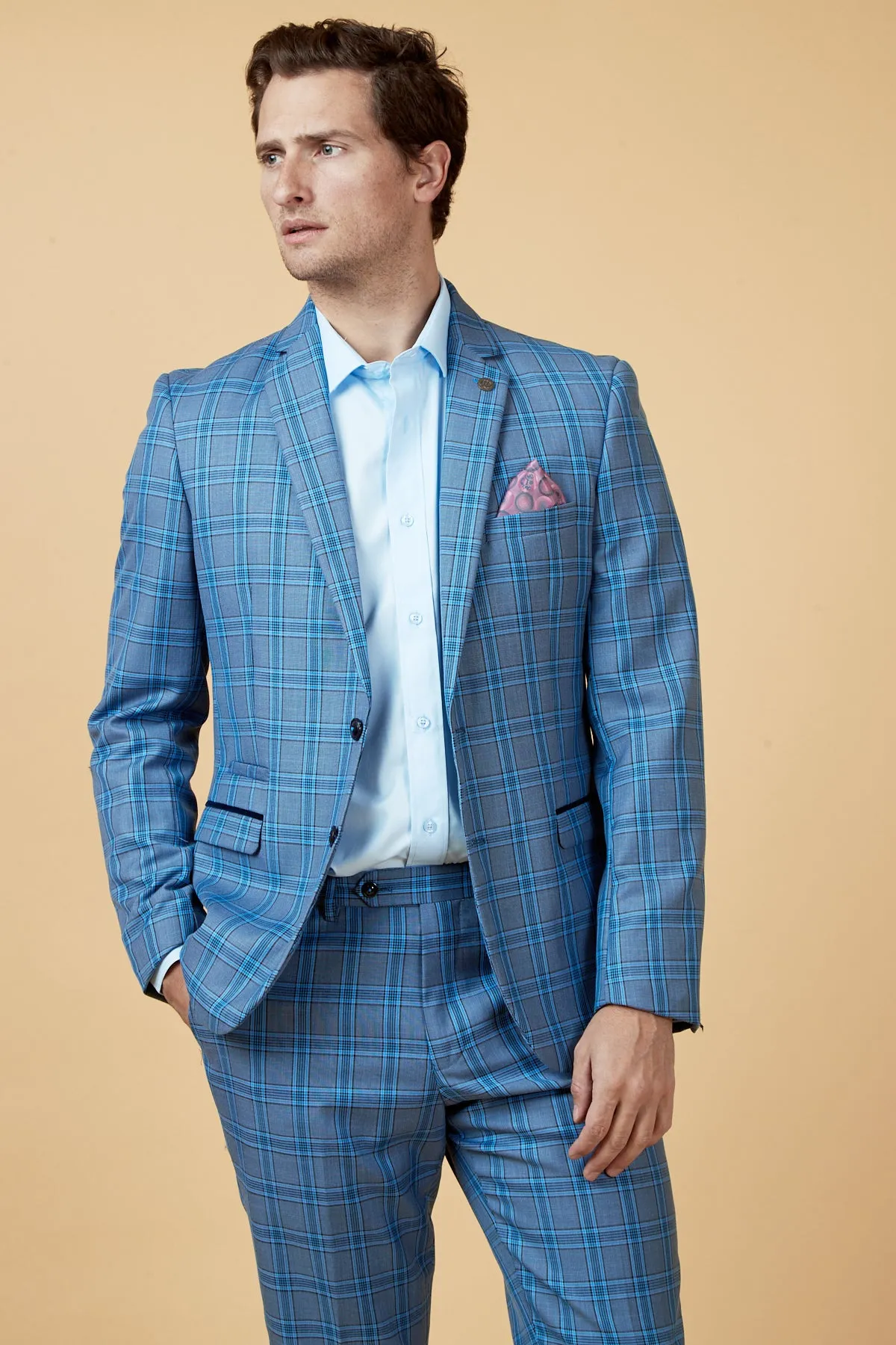 JOSE - Sky Blue Check Two Piece Suit