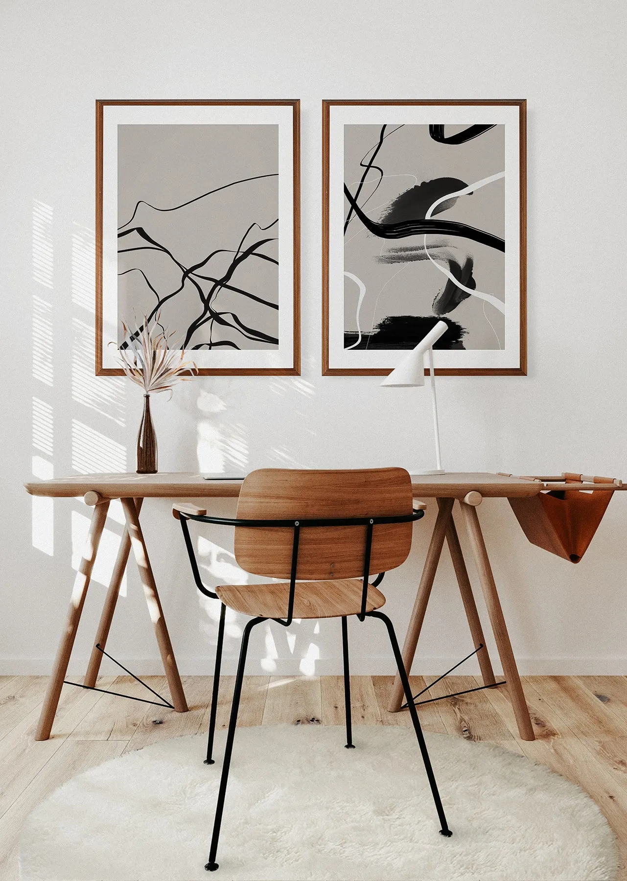 Large Black, Beige and White Wall Art Print