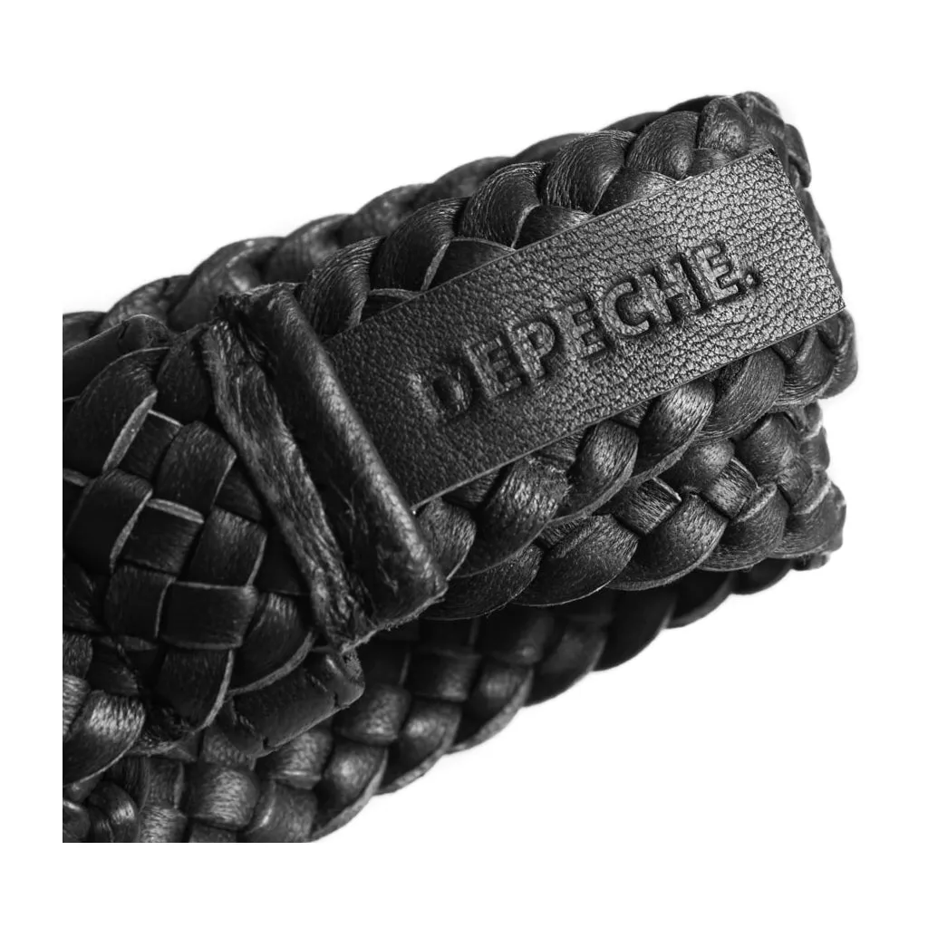 Leather belt with beautiful braided details / 15244 - Black (Nero)