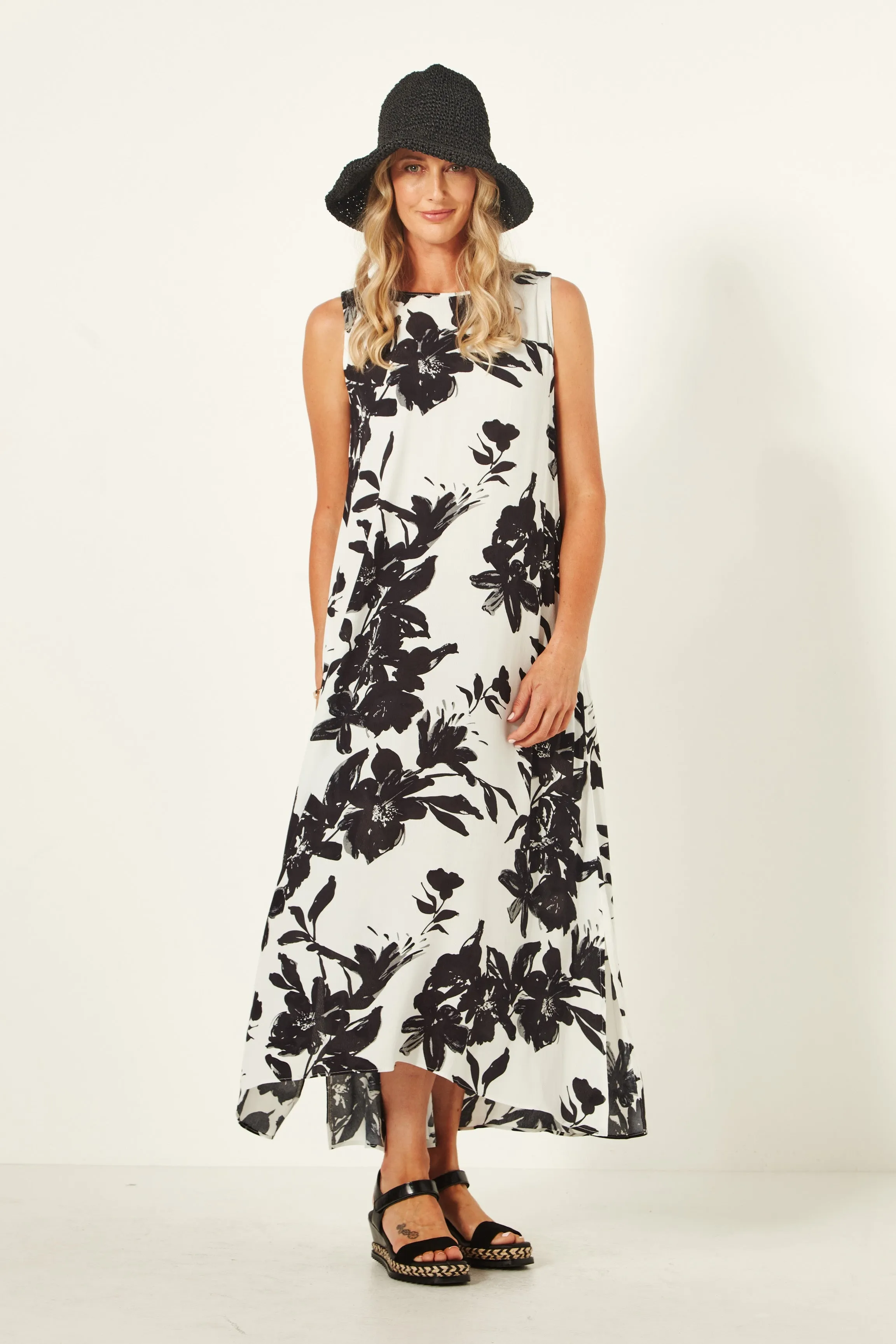 Lemon Tree Design - Ana Dress - Black White Print