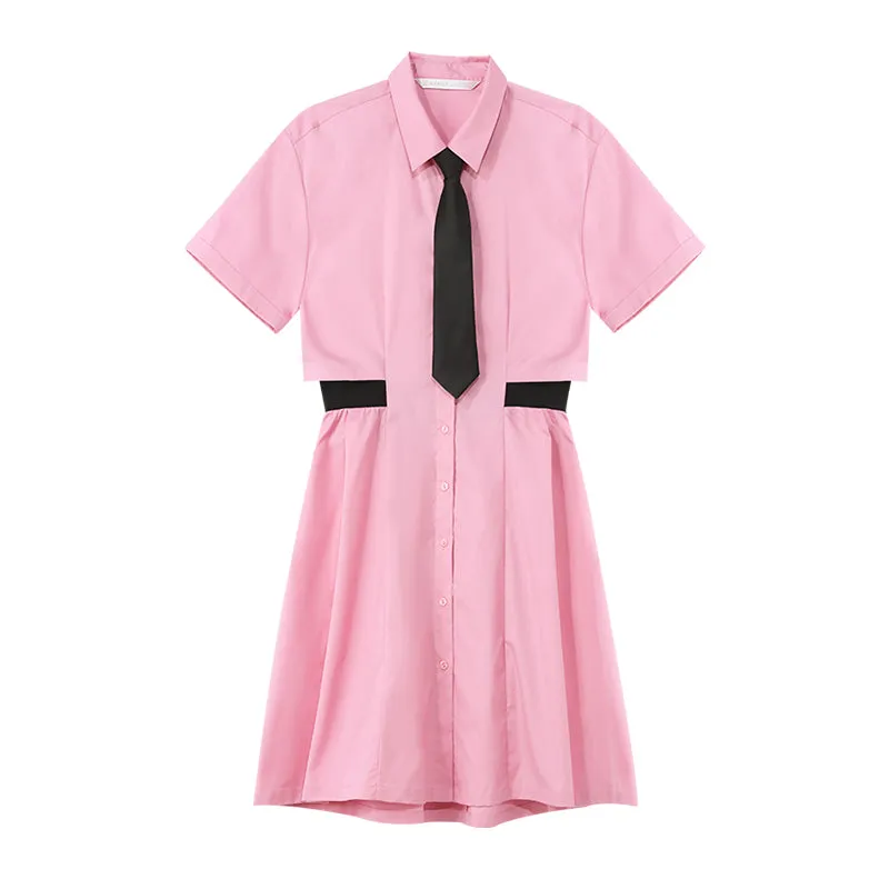 Light Pink Mini Dress With Tie