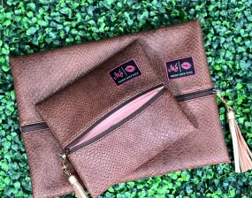 Makeup Junkie Bags - Chocolate Cobra Flat Lay [Pre-Order]