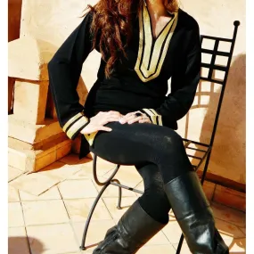 Mariam Black Tunic with Golden Embroidery- perfect for resort wear, boho wear, as birthday gifts