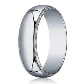 Men's 5mm Traditional Fit Milgrain 14k White Gold Wedding Band