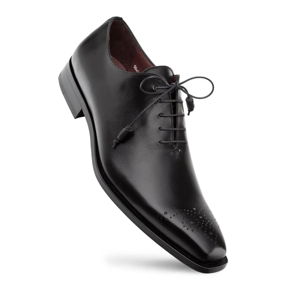 Optimized Title: Luxury Mens Black Whole-Cut Oxford Shoes - Mezlan Cupula Patina Leather