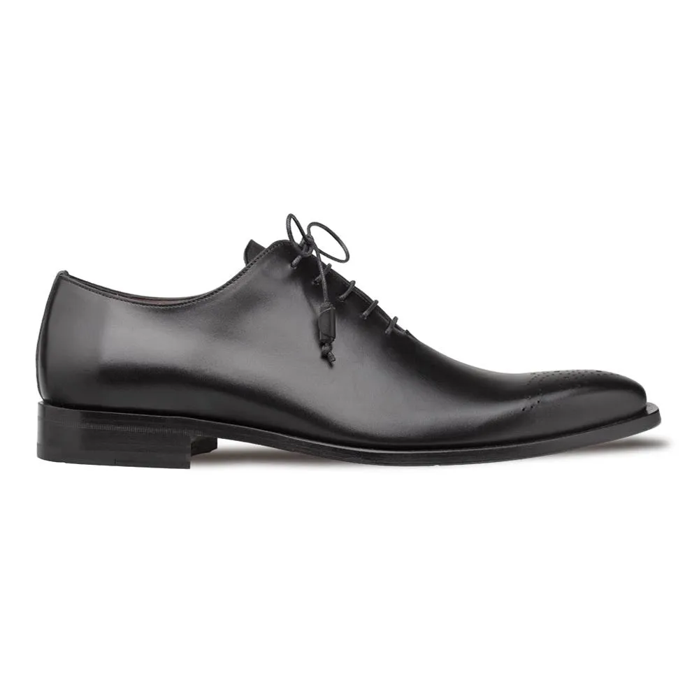 Optimized Title: Luxury Mens Black Whole-Cut Oxford Shoes - Mezlan Cupula Patina Leather