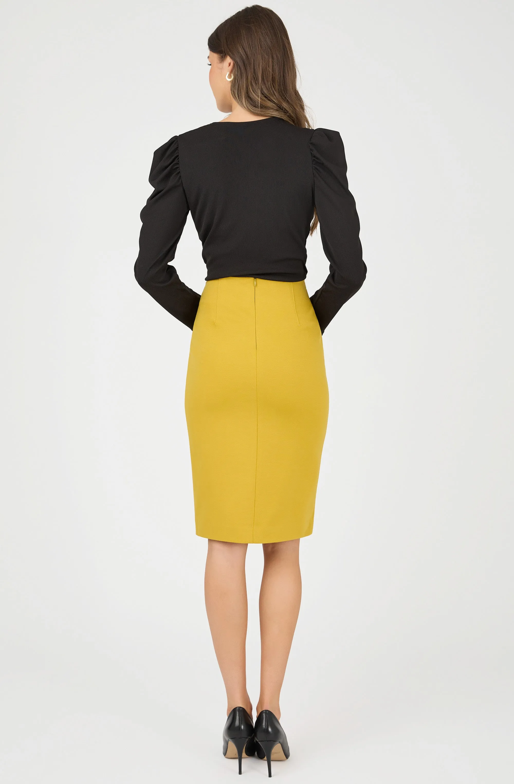 Middle Seam Fitted Pencil Skirt