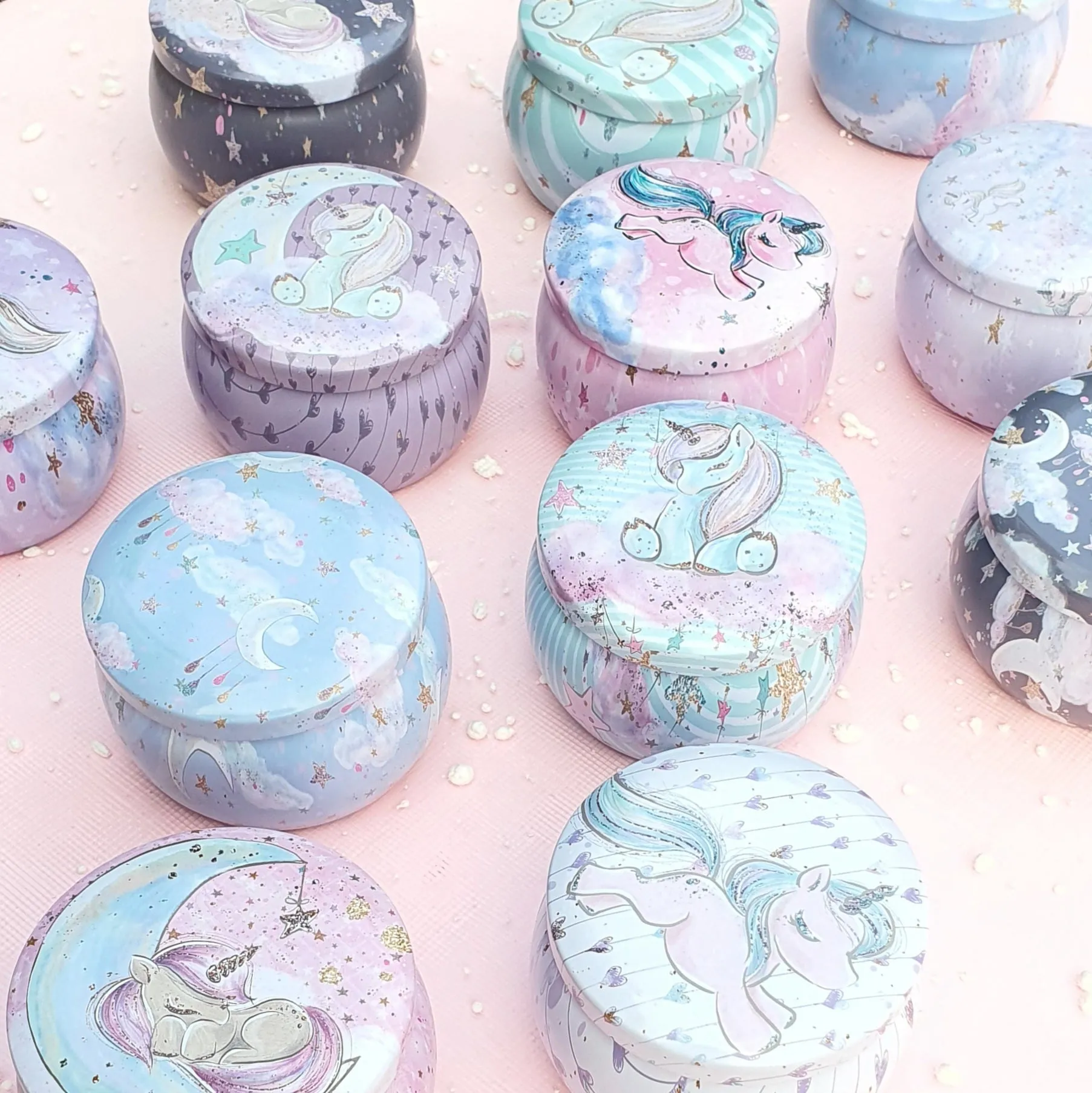 Mini Tin Storage Round Container - Unicorn