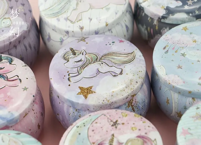 Mini Tin Storage Round Container - Unicorn