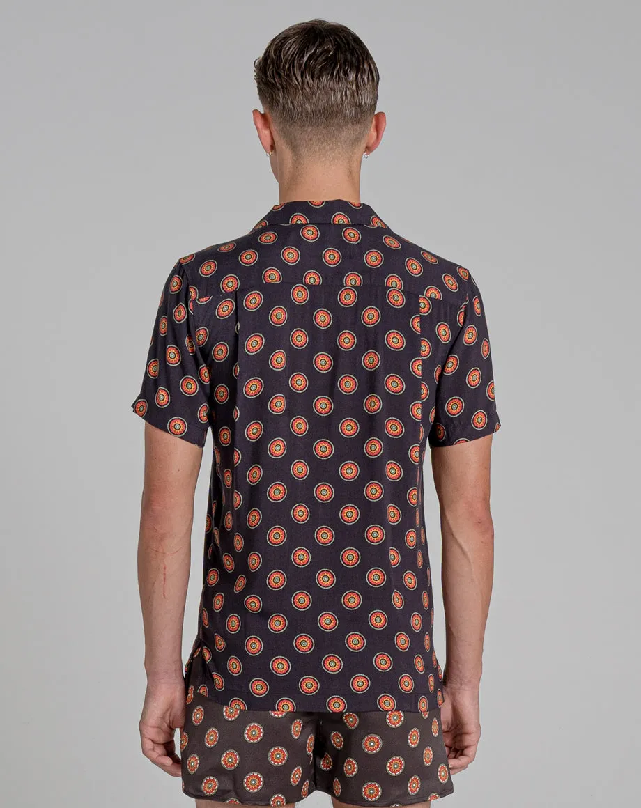 MORENA PRINTED MENS SHIRT | BLACK