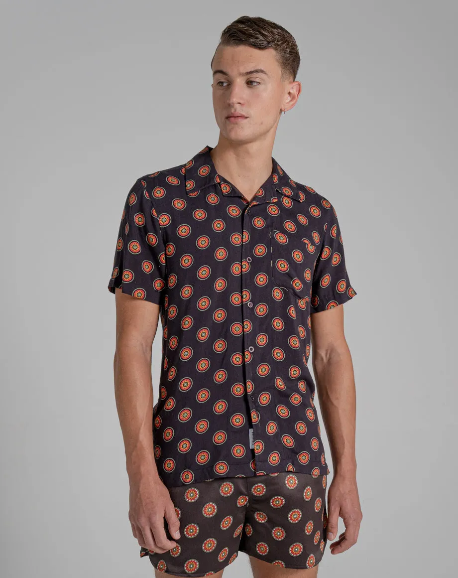 MORENA PRINTED MENS SHIRT | BLACK