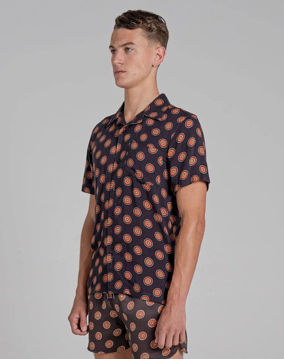 MORENA PRINTED MENS SHIRT | BLACK