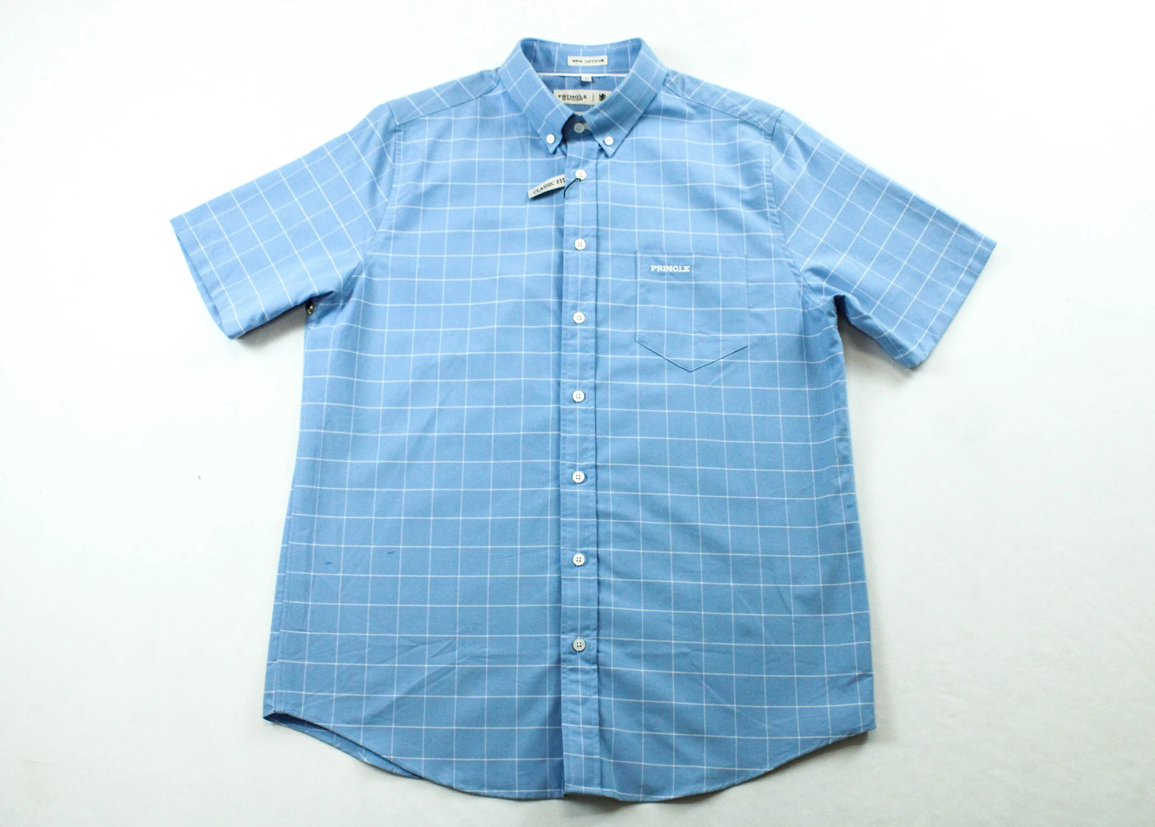 Pringle Oxford Blue SS Classic Regular Fit Shirt