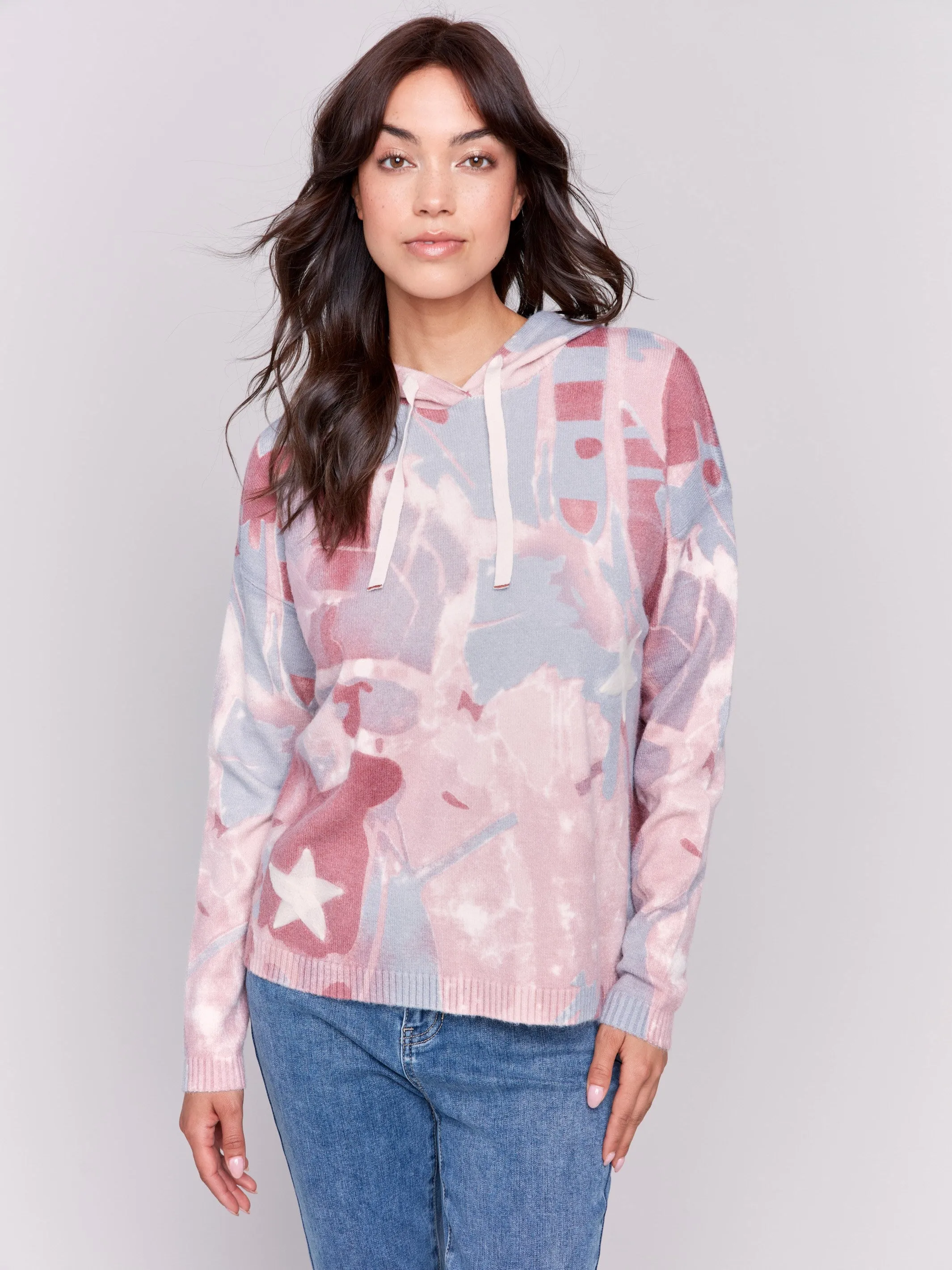 Printed Hoodie Sweater - Woodrose