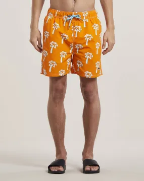 PULCO PALM PRINT MENS SWIM SHORTS SHORTS | ORANGE