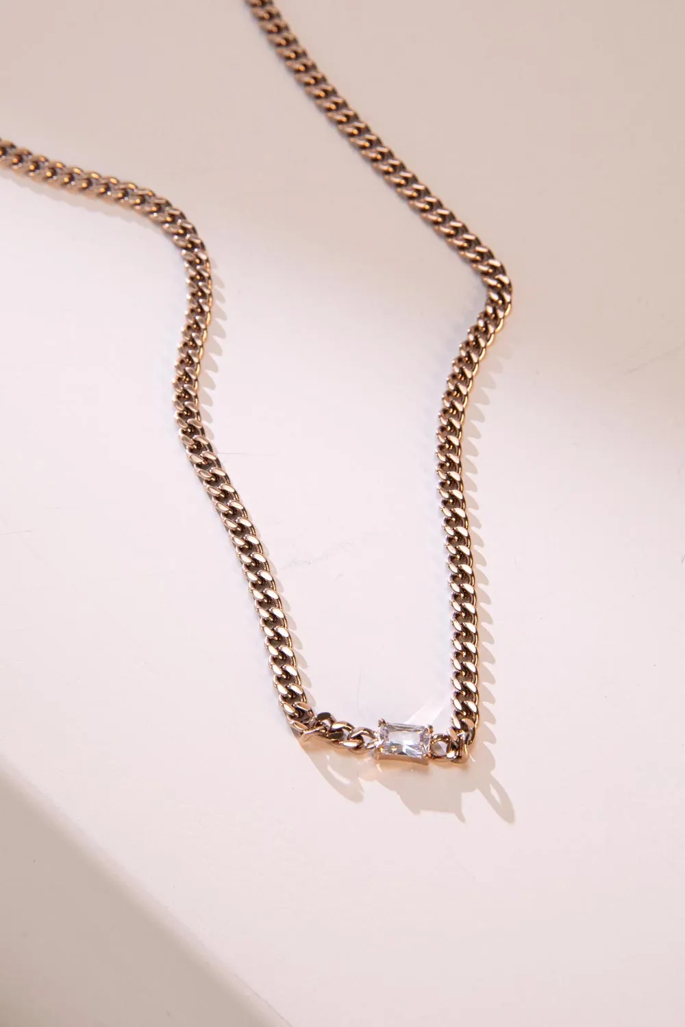 Radiant Curb Necklace 14K Rose Gold Plated