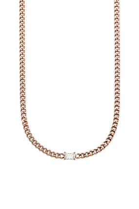 Radiant Curb Necklace 14K Rose Gold Plated