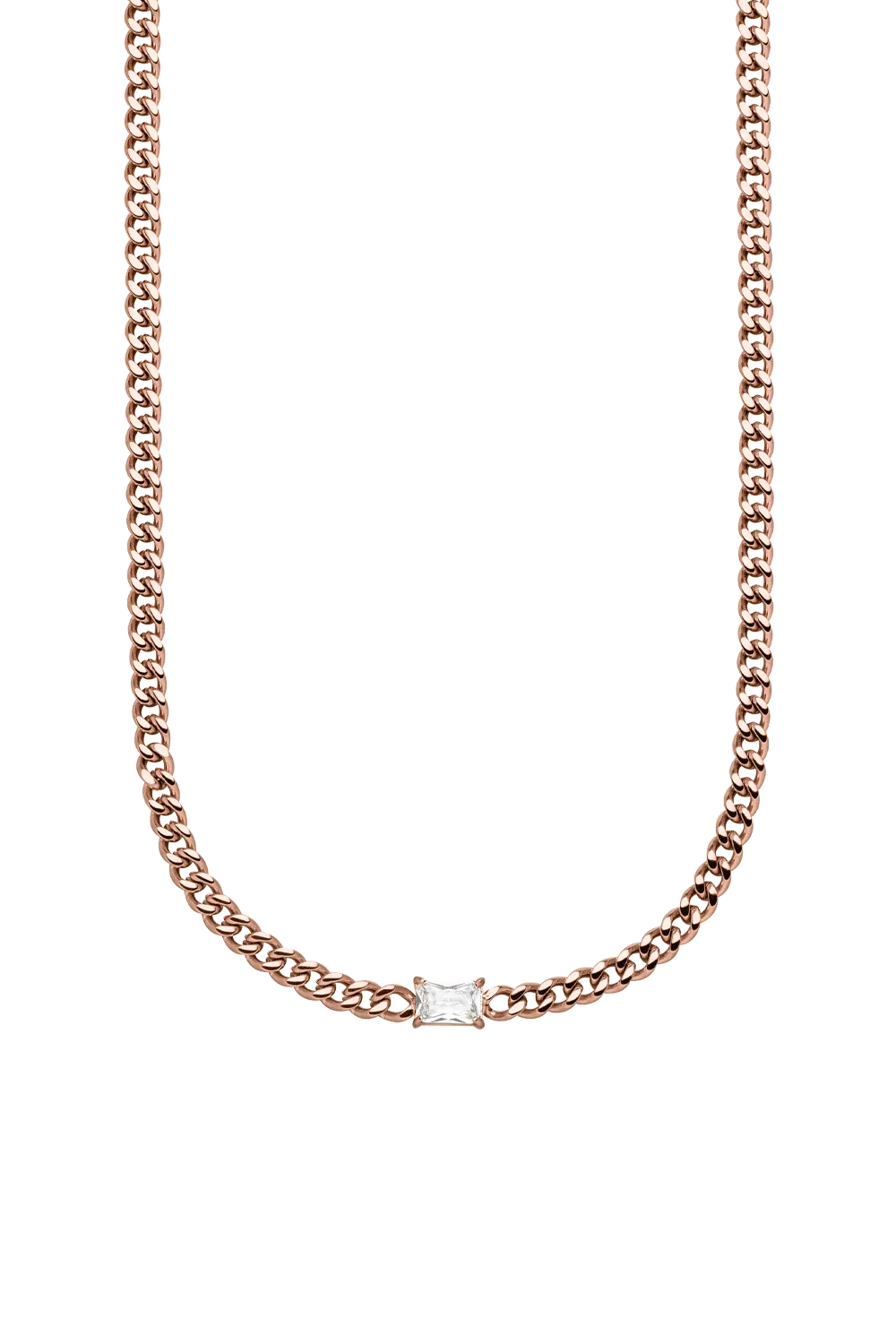 Radiant Curb Necklace 14K Rose Gold Plated