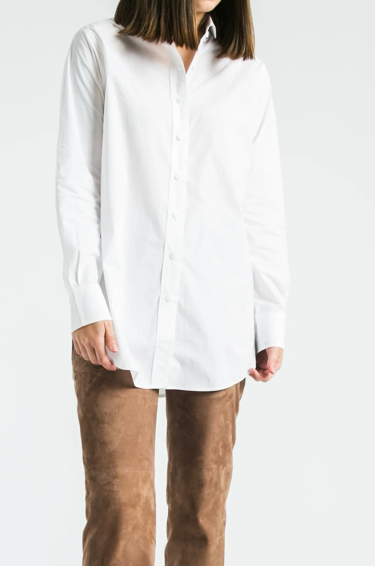 RAGUSA ROUNDED COLLARED SHIRT IN COTTON STRETCH