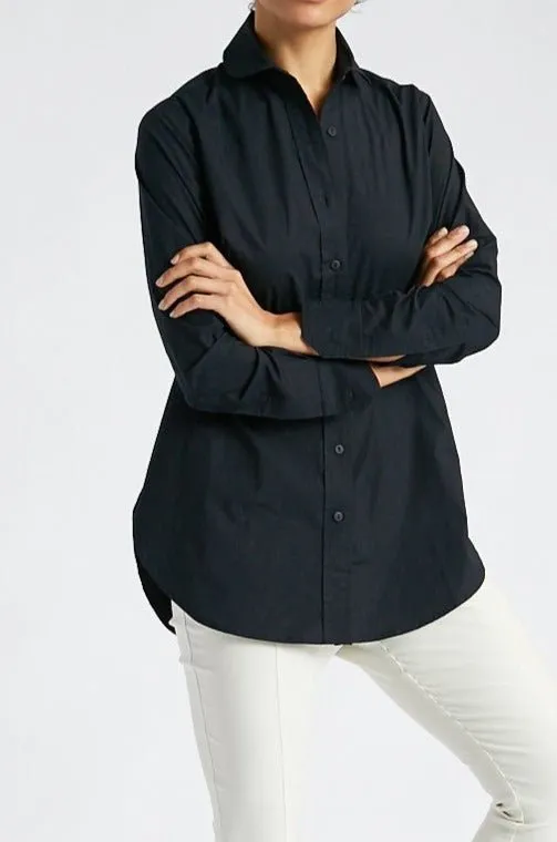 RAGUSA ROUNDED COLLARED SHIRT IN COTTON STRETCH