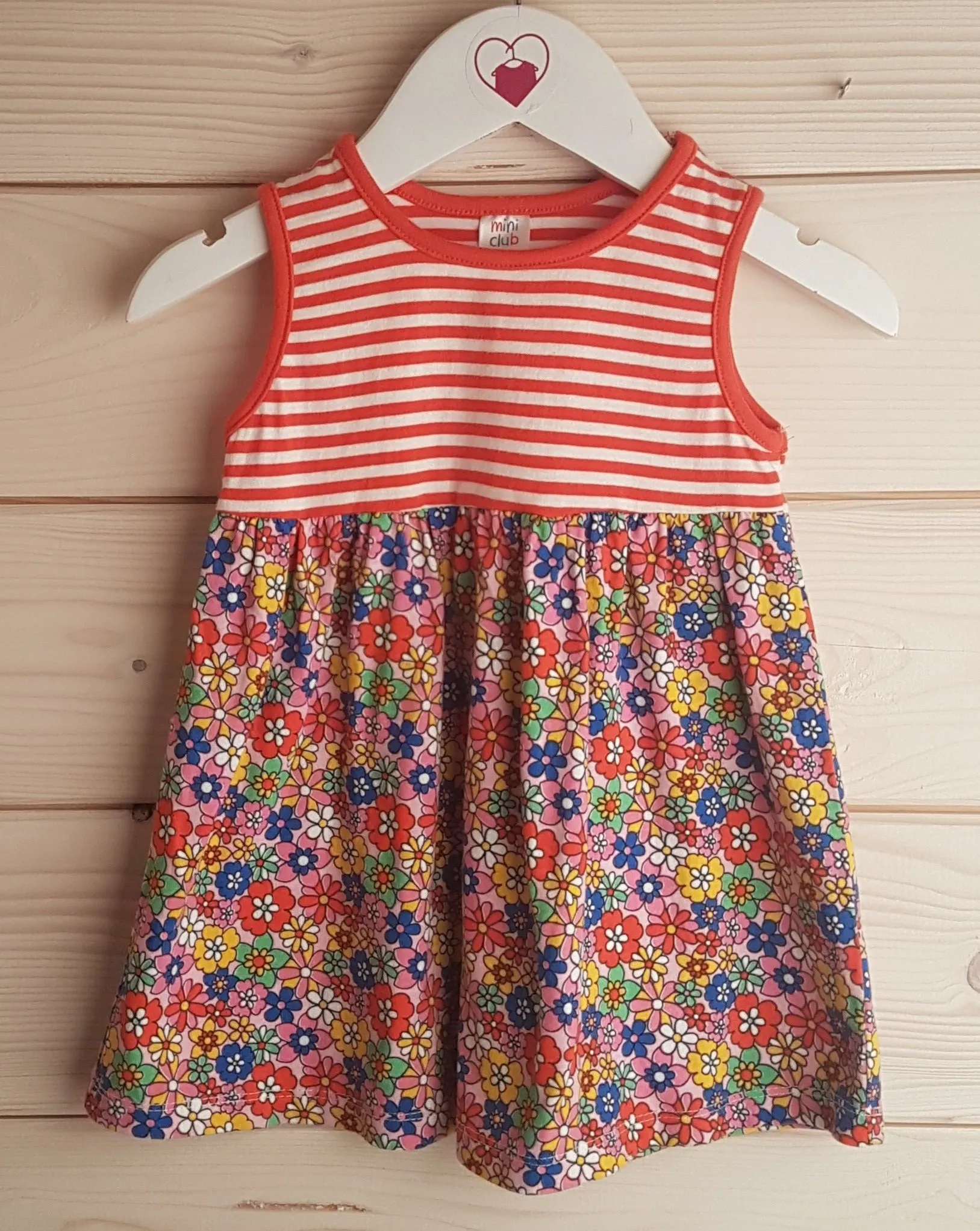 Red, White & Floral Dress (9-12 months)