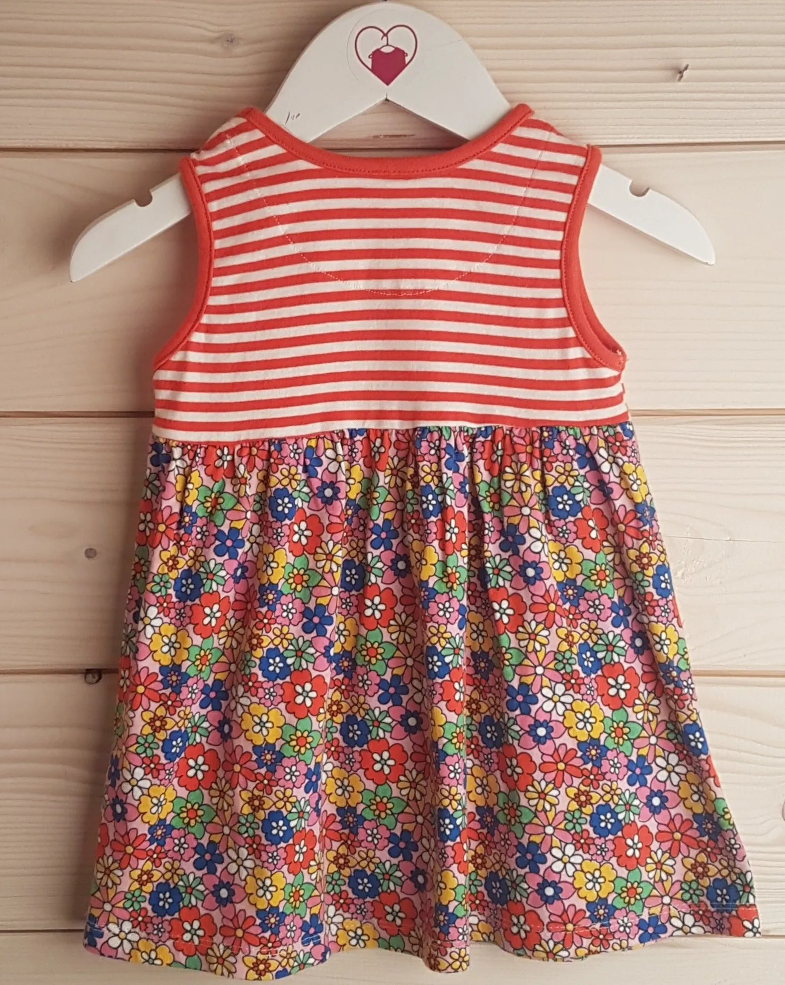 Red, White & Floral Dress (9-12 months)