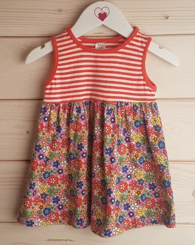 Red, White & Floral Dress (9-12 months)