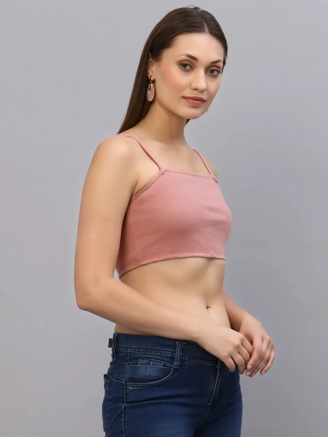 Ribbed Strappy Crop Top