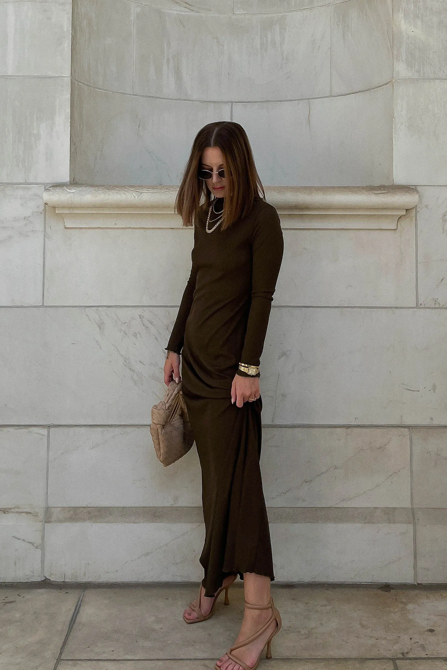 ROWAN LONG SLEEVE MAXI DRESS / BROWN