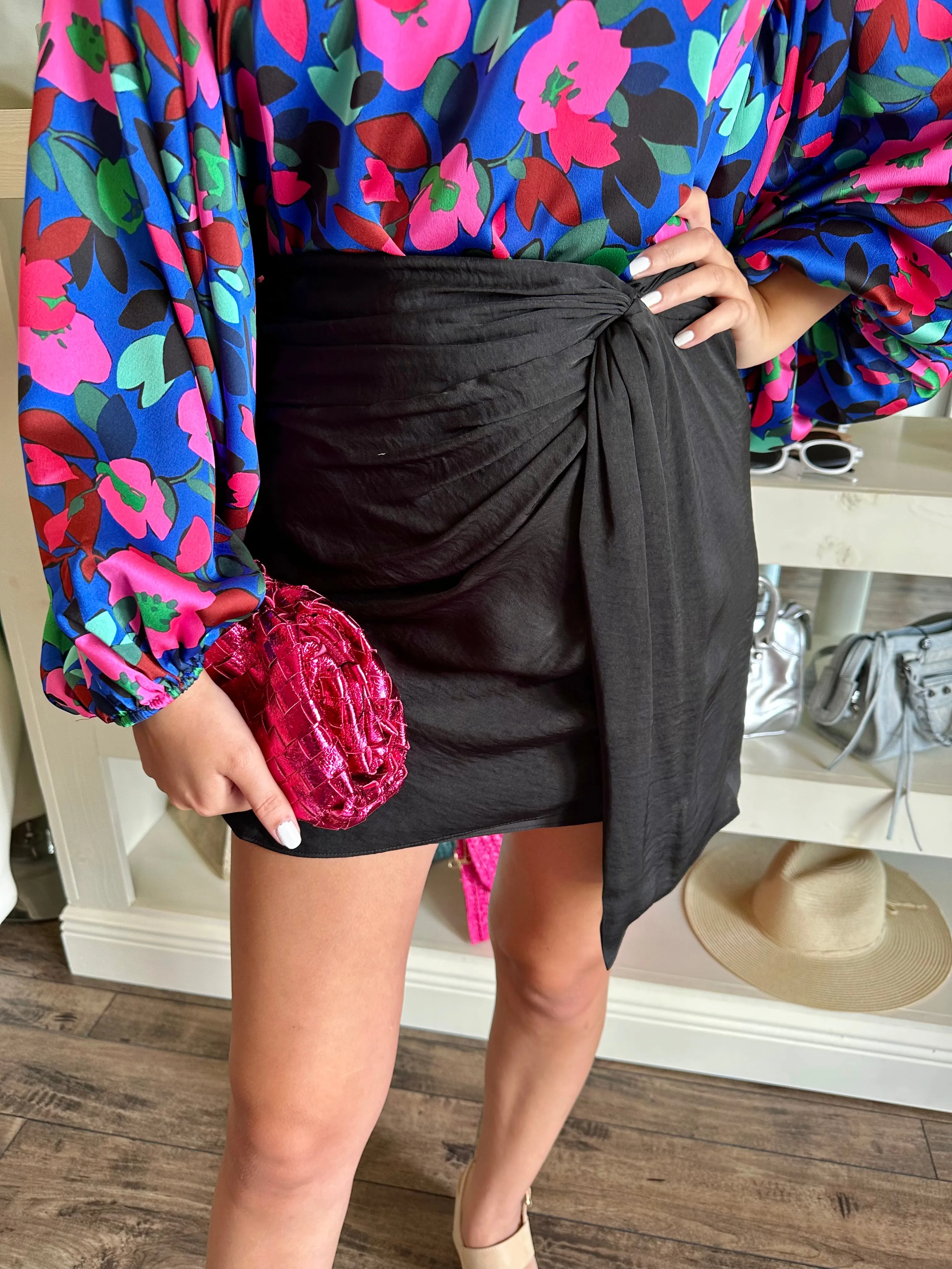 Silky Twist Mini Skirt