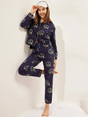 Snoopy Front Open Pyjama Set