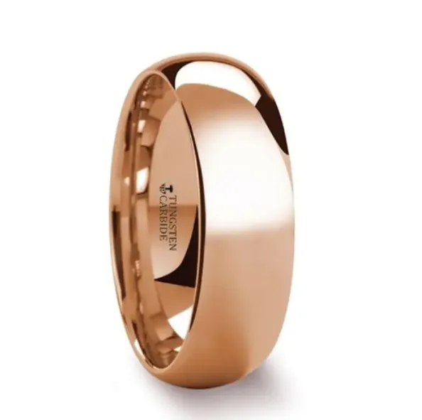 SOL Traditional Domed Rose Gold Plated Tungsten Carbide Wedding Ring