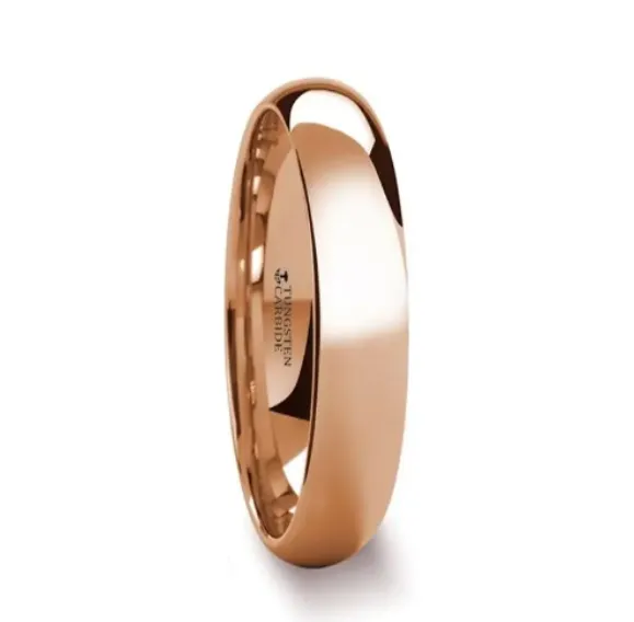 SOL Traditional Domed Rose Gold Plated Tungsten Carbide Wedding Ring