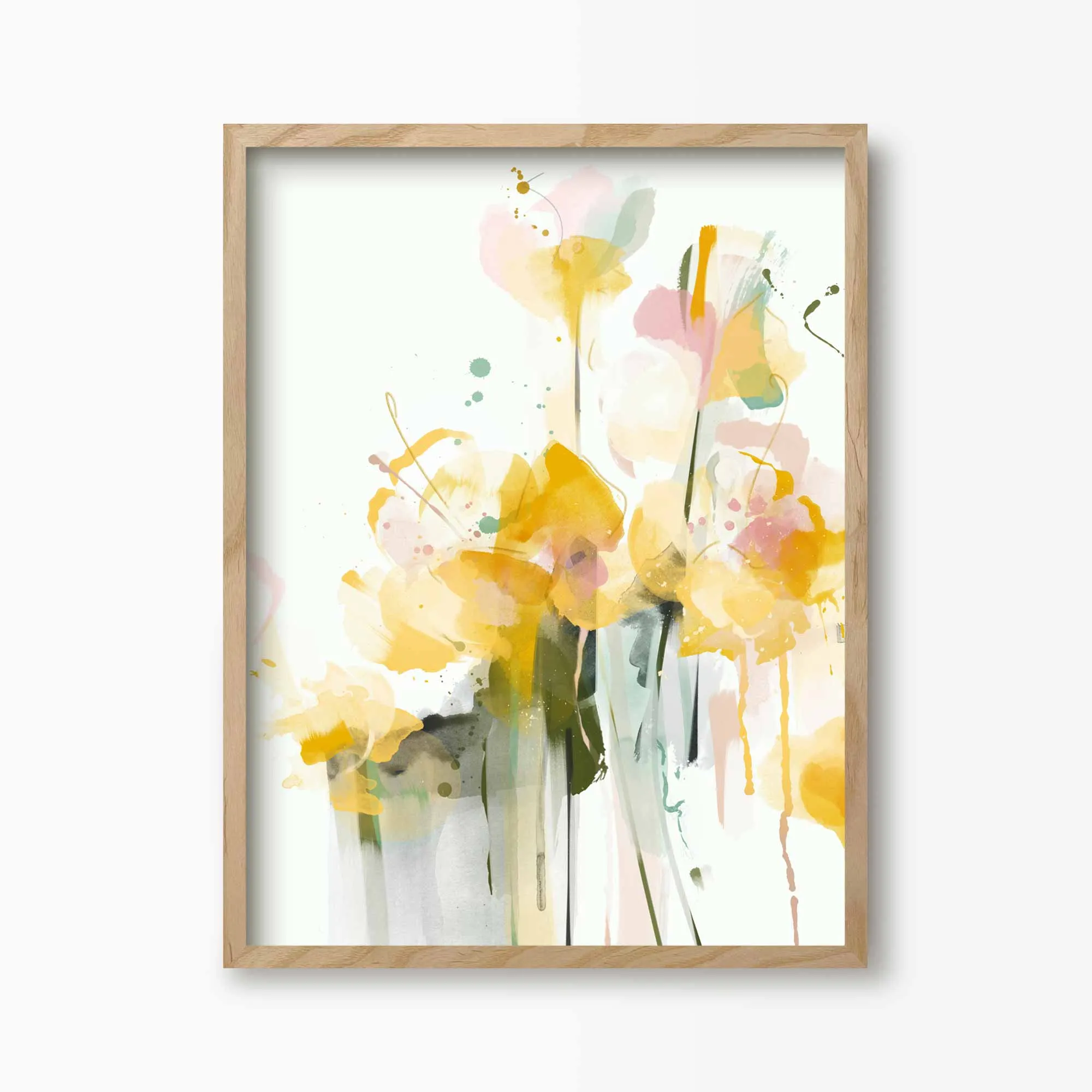 Spring Yellow Abstract Floral Print