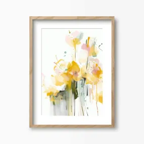 Spring Yellow Abstract Floral Print