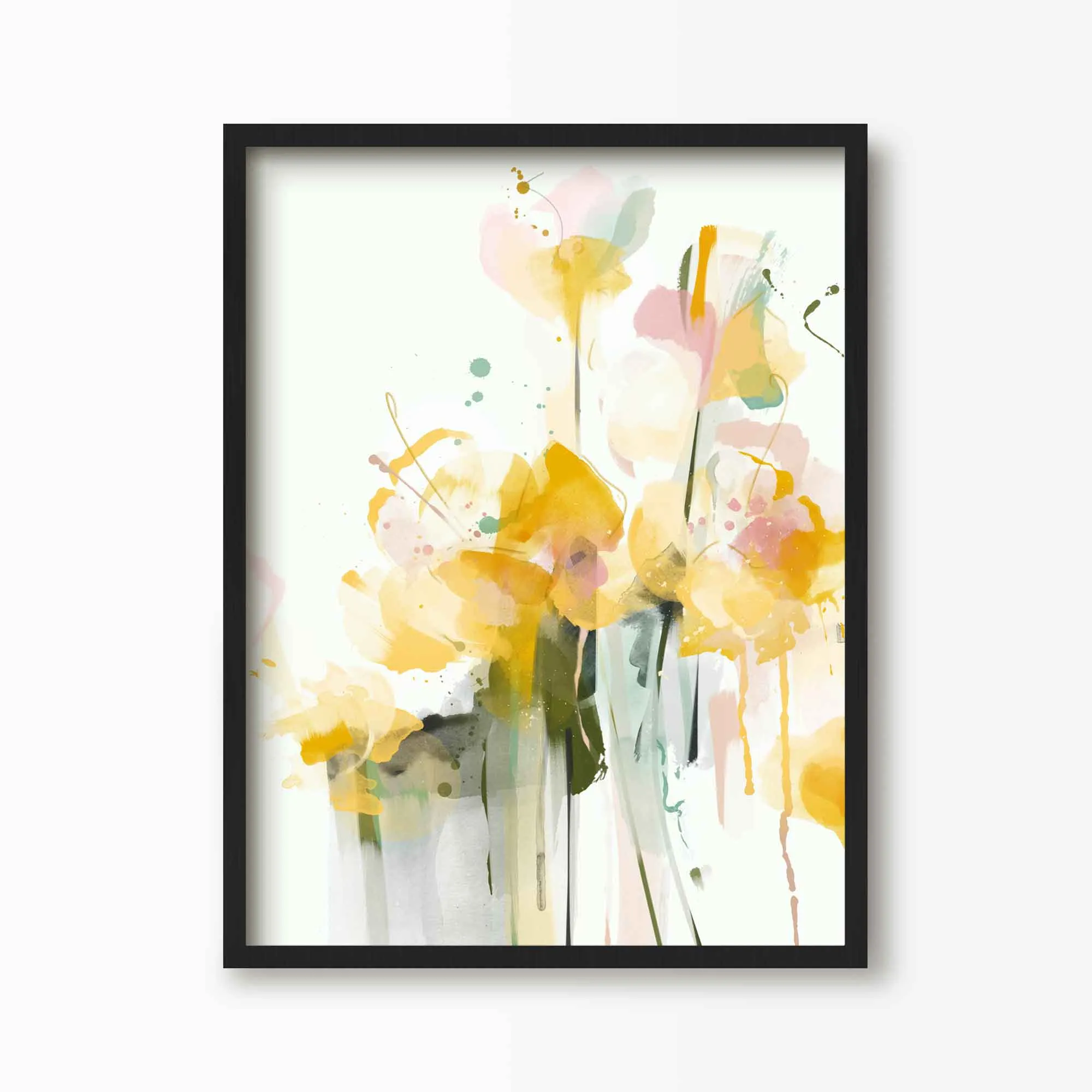 Spring Yellow Abstract Floral Print