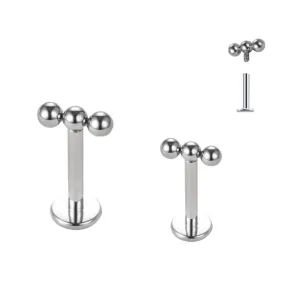 Steel Internally Threaded 3 Straight Beaded Tragus Labret