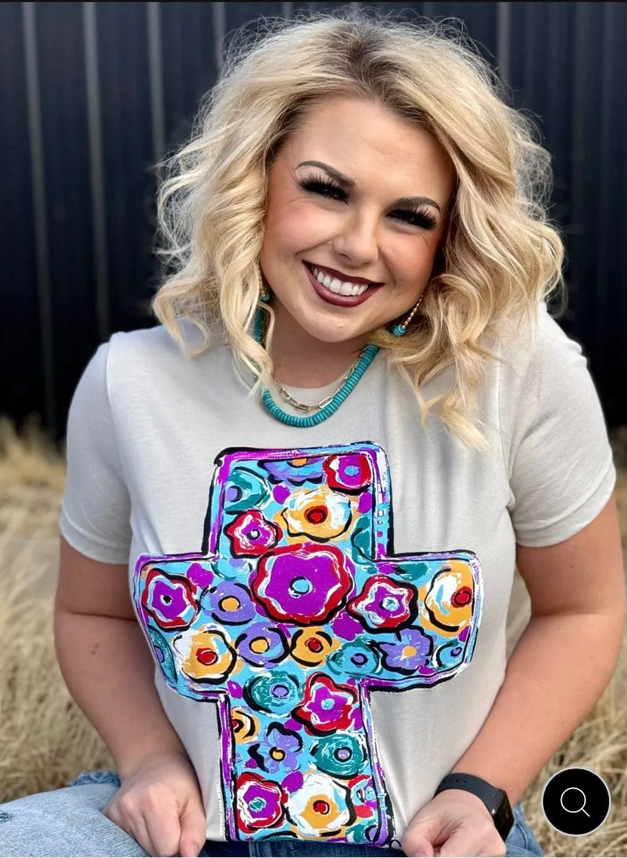 The Callie’s Easter Floral Cross Tee