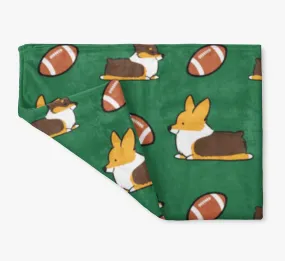 Tricolor Football Corgis Fleece Blanket | 3 Sizes