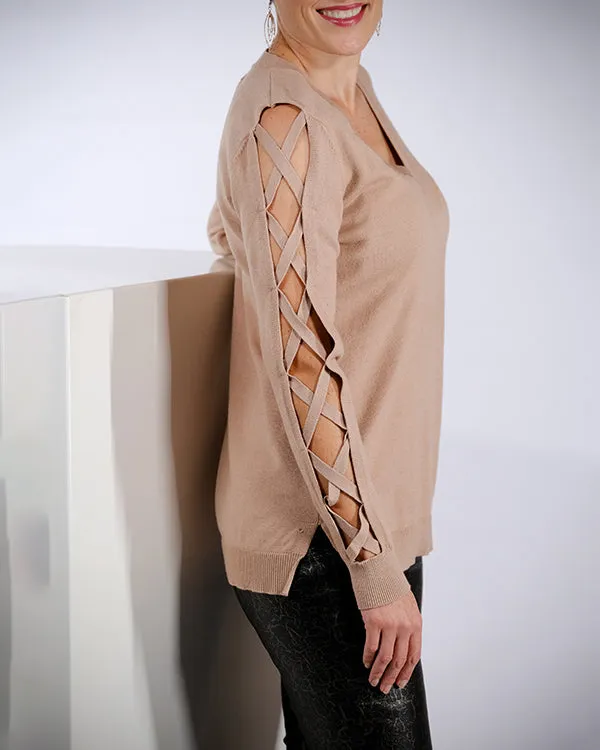 V Neck Knit Open Sleeve