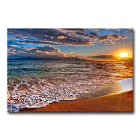 WALL ART PAINTING BEACH SUNRISE WHITE WAVE PRINTS ON CANVAS THE PICTURE SEASCAPE PICTURES OIL FOR HOME MODERN DECORATION PRINT DECOR FOR ITEMS