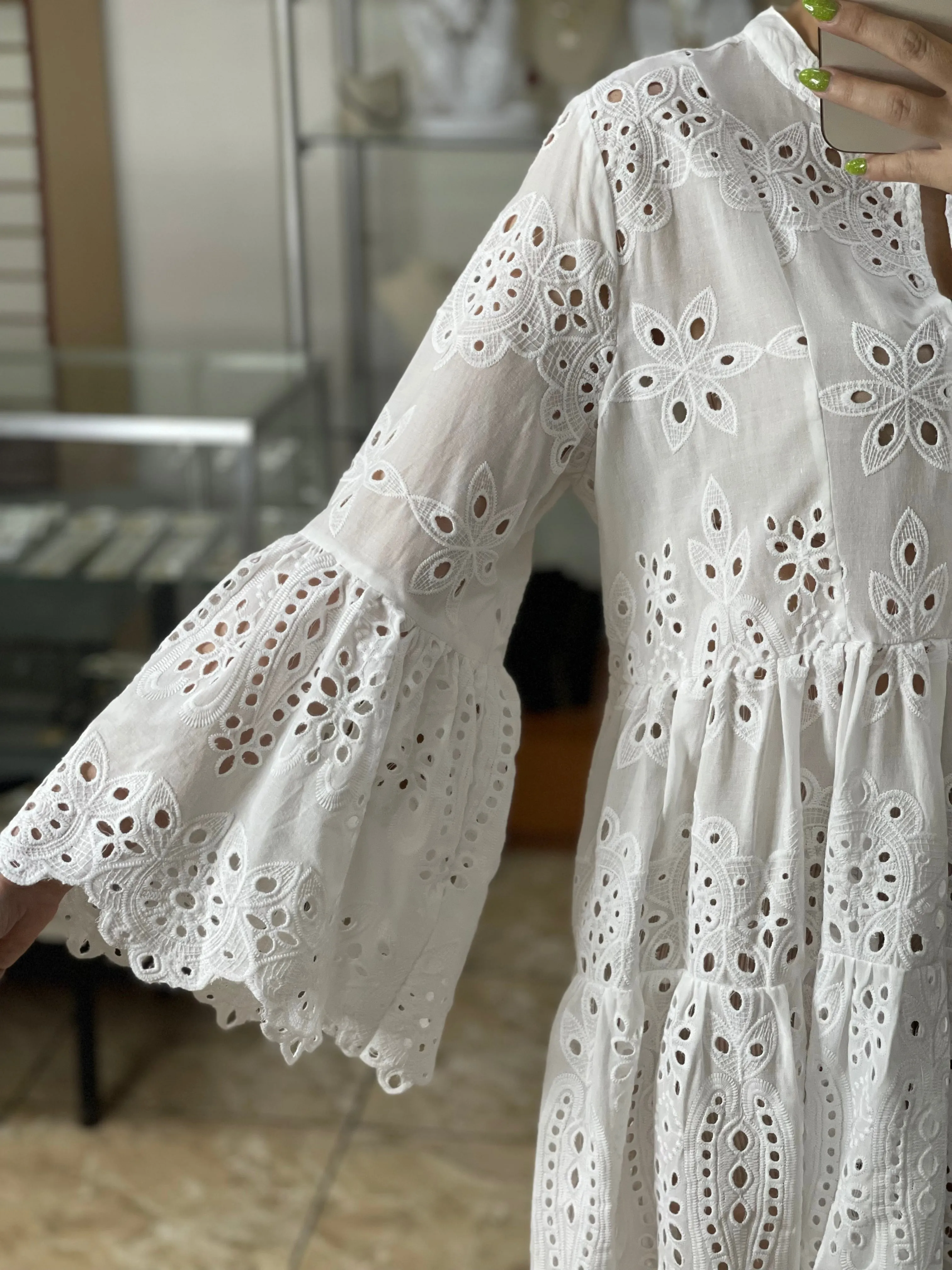 White Eyelet OS Mini Dress