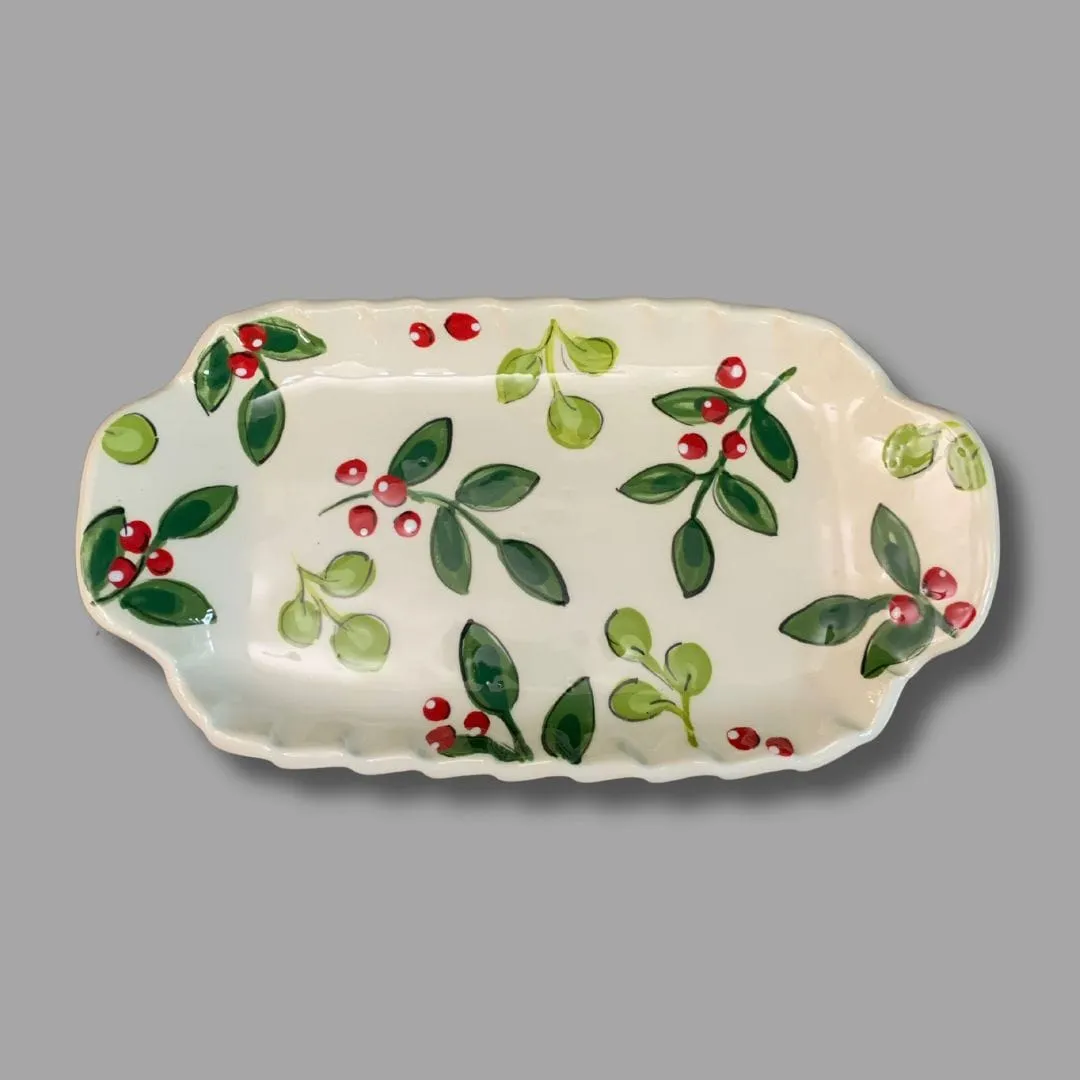 Winter Berry Small Handled Rectangular Tray