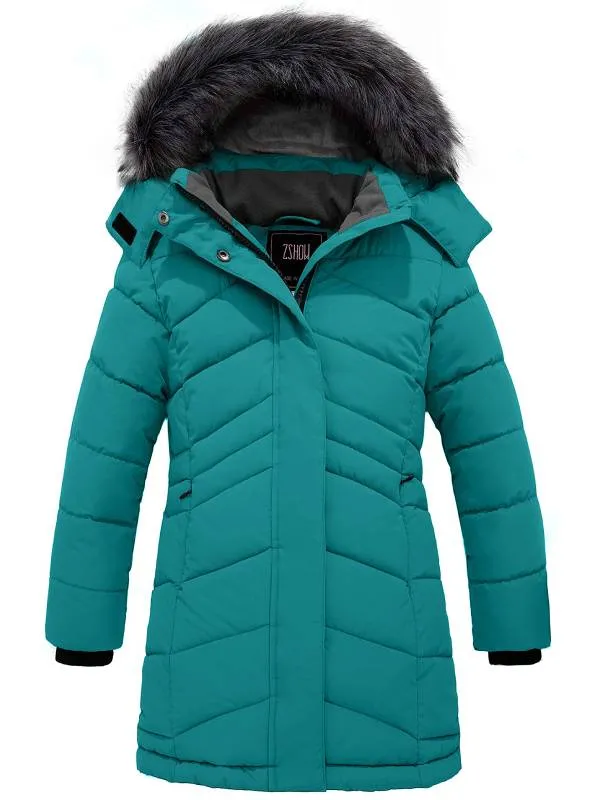 ZSHOW Girls' Winter Coat Water Resistant Long Parka